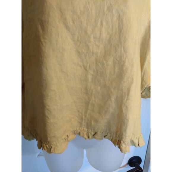Cynthia Rowley Top Mustard Yellow Linen Cropped Sz M - Picture 3 of 9